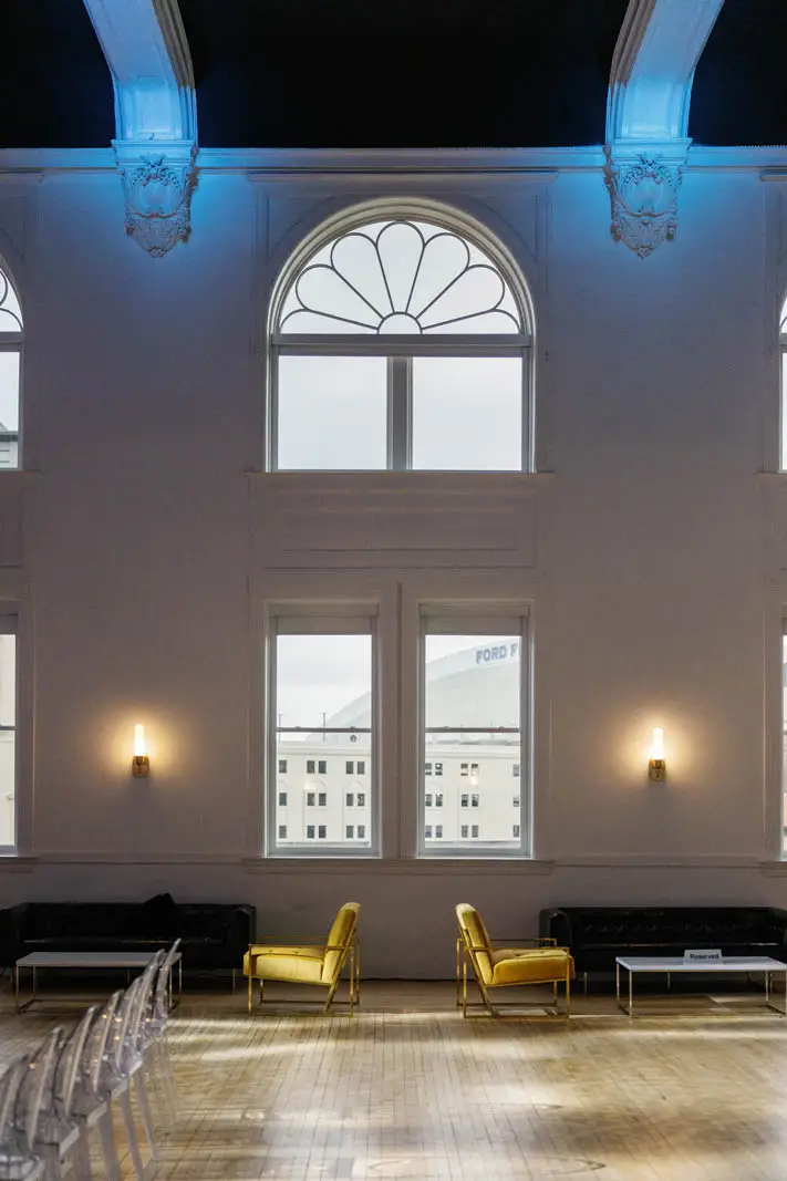 empty room with yellow chairs