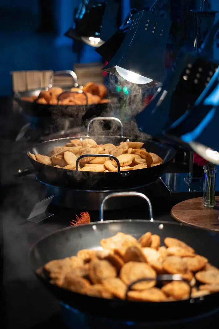 line of appetizer food